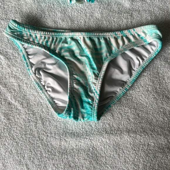Venus Fringe Teal Bandeau Swim- Size 2 - Picture 2 of 7